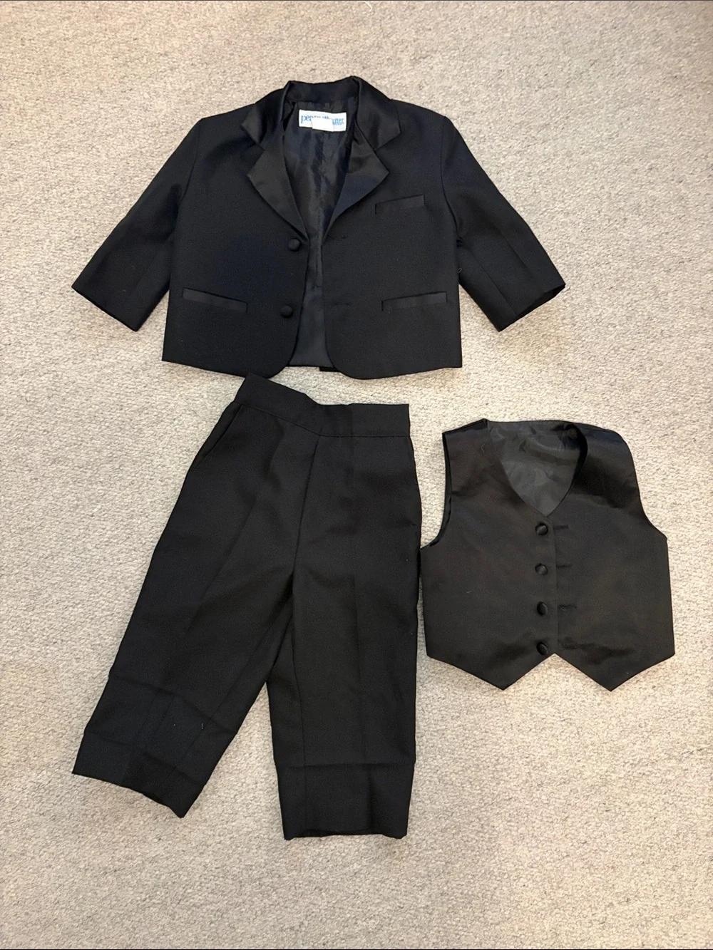 Classic Black Kids Three-Piece Matching Tux Suit Set